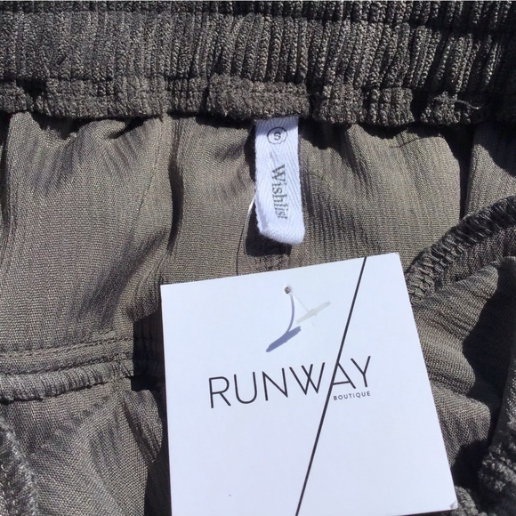 Wishlist Corduroy Mini Charcoal Skirt Pockets Elastic Drawstring Waist Size S - Picture 2 of 4